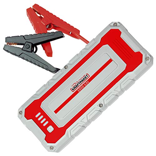 Dino KRAFTPAKET, 12V-1500A Starthilfegerät 59.2Wh, KFZ Starthilfe Powerbank für Diesel & Benziner & Elektroauto, Blei-Säure GEL EFB AGM-Batterie, Für Auto Motorrad Boot Transporter Campervan E-Auto