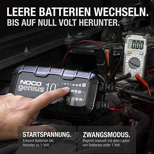 NOCO GENIUS10: 10A Intelligentes Batterieladegerät, 6V/12V Ladegerät, Erhaltungsladegerät und Desulfator mit Temperaturkompensation