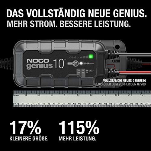 NOCO GENIUS10: 10A Intelligentes Batterieladegerät, 6V/12V Ladegerät, Erhaltungsladegerät und Desulfator mit Temperaturkompensation